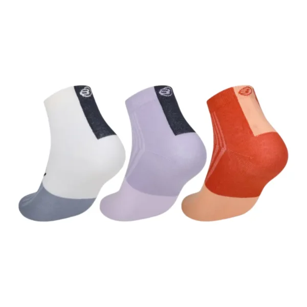 Calcetines Cortos Bullpadel BP266 Blanco Lila Naranja - Pack 3